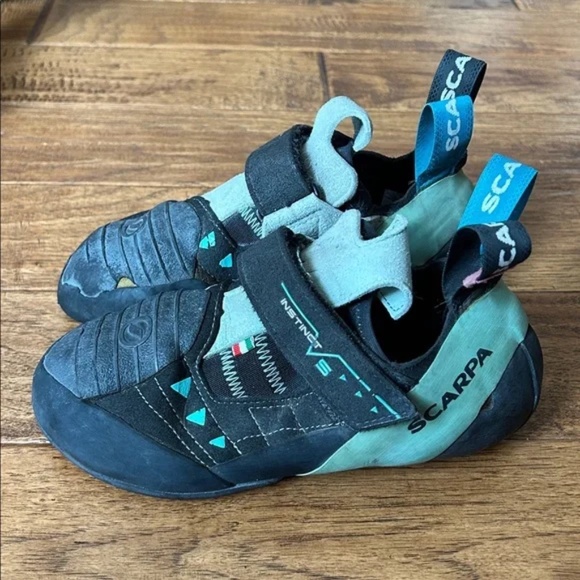 Scarpa Instinct VS Rock Climbing Shoes Black Aqua Size 38.5 / Womens 7 1/3 - Picture 6 of 12